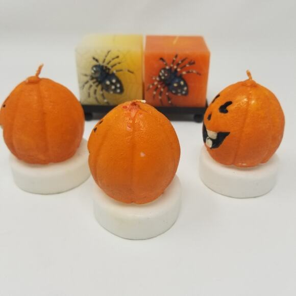 Set/5 Halloween Spider & Pumpkin Candles - Picture 5 of 10